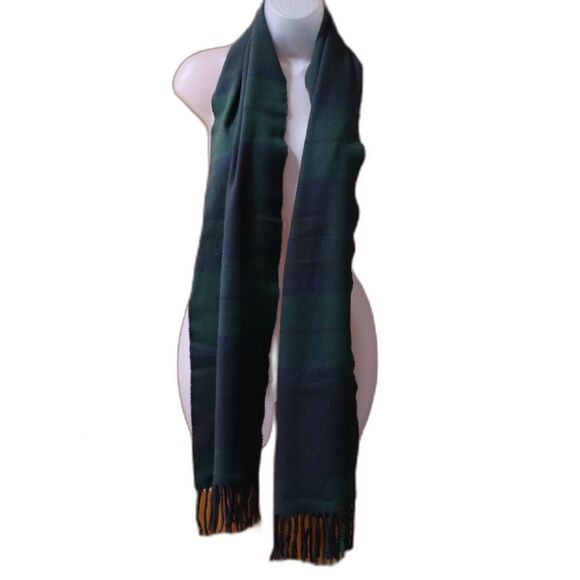 Barbour Green and Blue Plaid Scarf - Picture 1 of 7